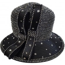 Mujer&apos;s Designer Dress Satin Ribbon All Year Around Dressy Church Hat Black  eb-83265785